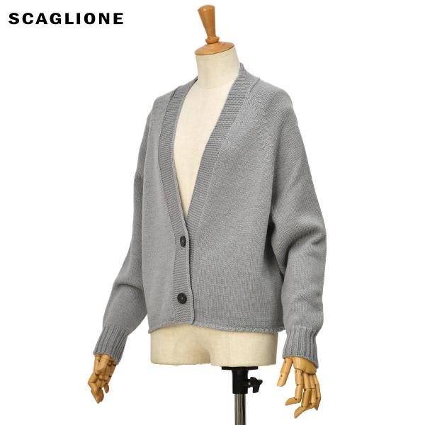 SCAGLIONE【スカリオーネ】Vネックカーディガン DNM124 031 CEMENTO ウール...