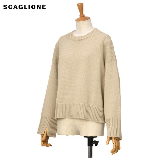 SCAGLIONE【スカリオーネ】ラウンドネックニット DRM126 231 HEMP ウール ベー...