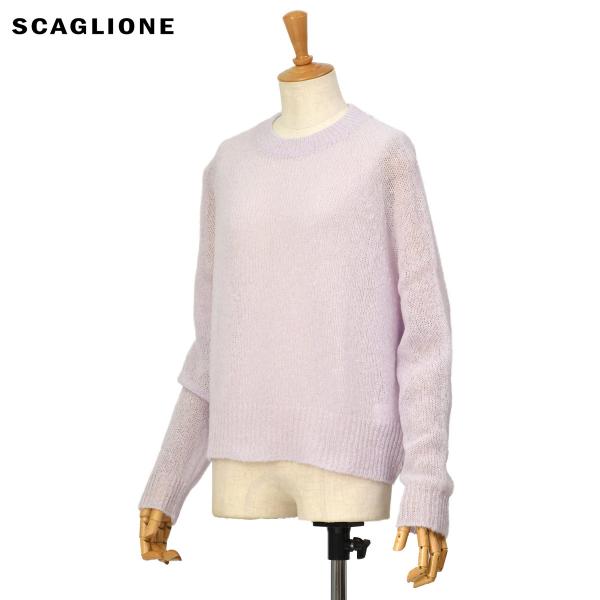 SCAGLIONE【スカリオーネ】クルーネックシアーニット DRW022 685 LILAC アルパ...
