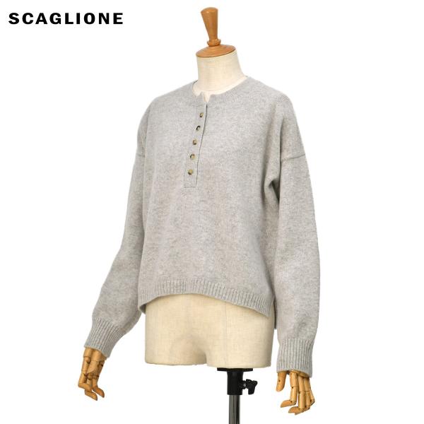 SCAGLIONE【スカリオーネ】ヘンリーネックニット DRK072 038 LTGREY カシミヤ...