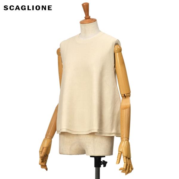 SCAGLIONE【スカリオーネ】ノースリーブペプラムニット DSC061 109 VANILLA ...