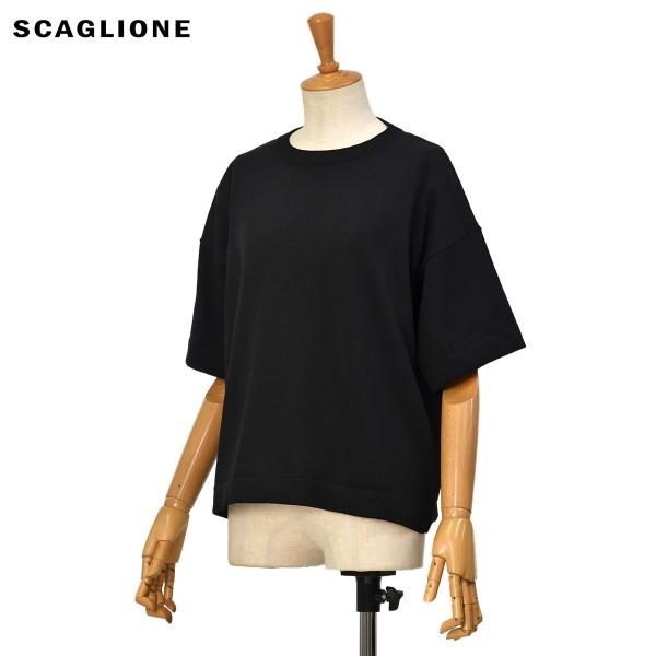 SCAGLIONE【スカリオーネ】半袖ニット DSC077 001 BLACK  コットン ブラック