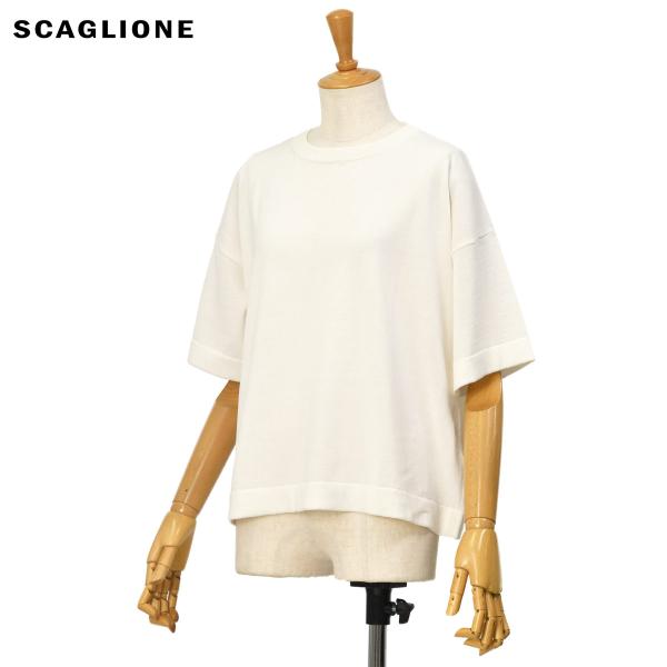 SCAGLIONE【スカリオーネ】半袖ニット DSC077 101 MILK  コットン ミルク