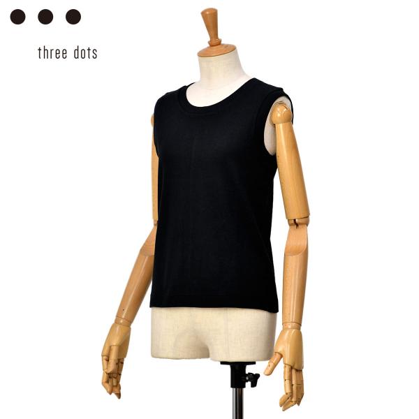 three dots【スリードッツ】ノースリーブカットソー AE0002Y 019 BLACK コッ...