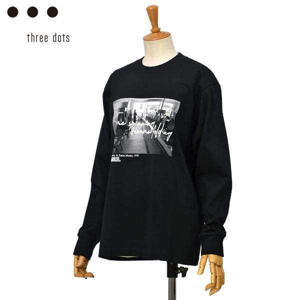 three dots【スリードッツ】グラフィック 長袖Tシャツ AK2001YU 151 COINL...
