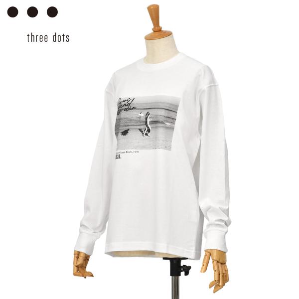 three dots【スリードッツ】グラフィック 長袖Tシャツ AK2001YU 061 DOG W...
