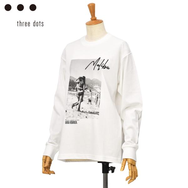three dots【スリードッツ】グラフィック 長袖Tシャツ AK2001YU 031 WAVES...
