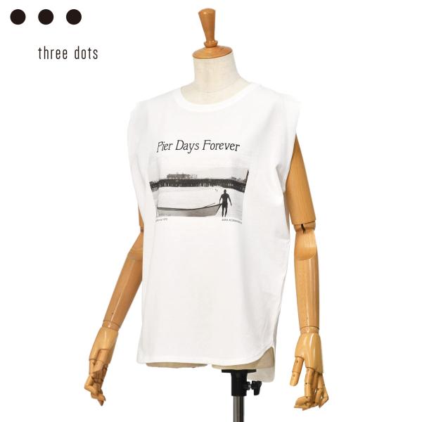 three dots【スリードッツ】グラフィックスリーブレスTシャツ AK0004Y 009 PIE...