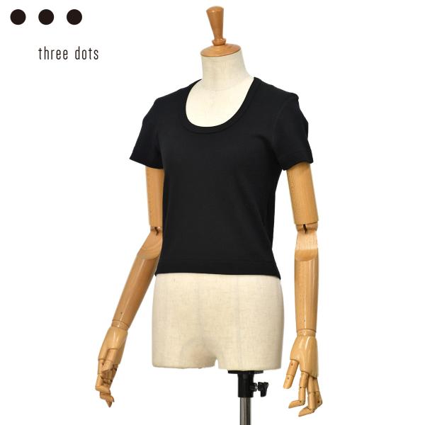 three dots【スリードッツ】スクープネック半袖Tシャツ CROPPED JESSICA AG...