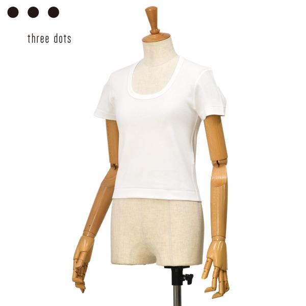 three dots【スリードッツ】スクープネック半袖Tシャツ CROPPED JESSICA AG...