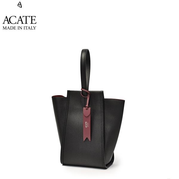 ACATE【アカーテ】ワンハンドルミニトートバッグ BARDA グレープレザー ブラック