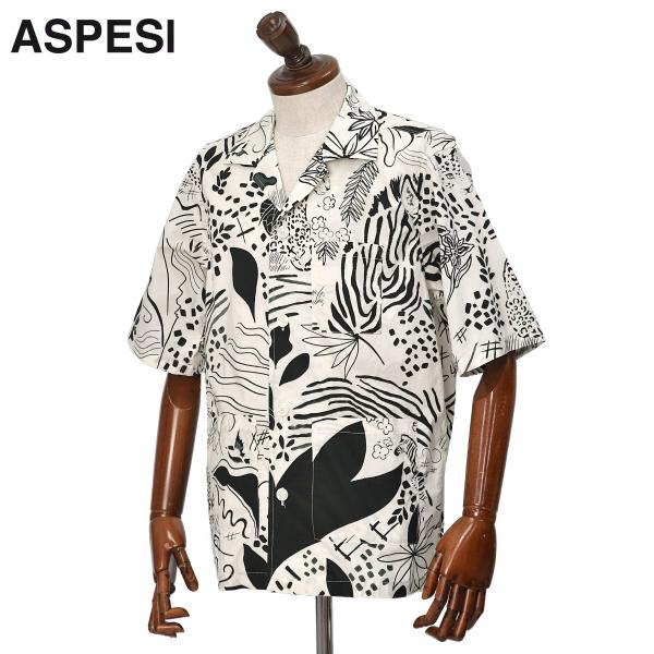ASPESI【アスペジ】半袖プリントシャツジャケット CAMICIA AGO CE18 M283 6...