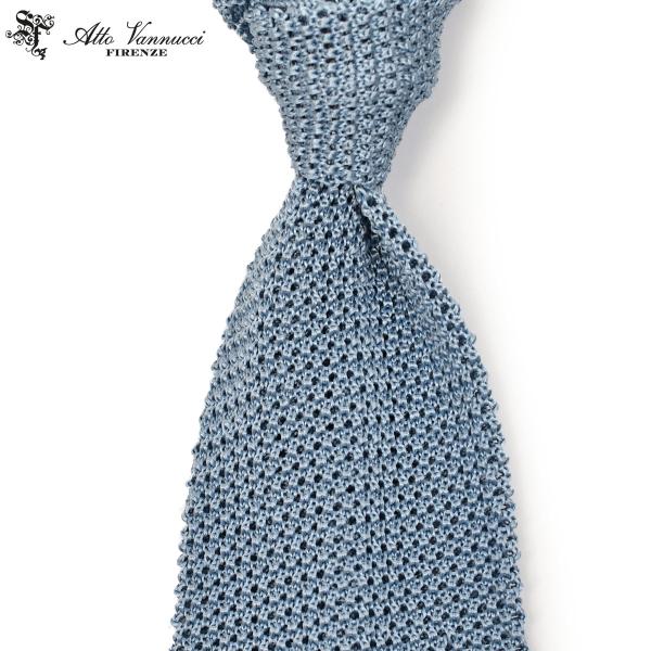 Atto Vannucci【アットヴァンヌッチ】ニットタイ Cielo シルク スカイブルー