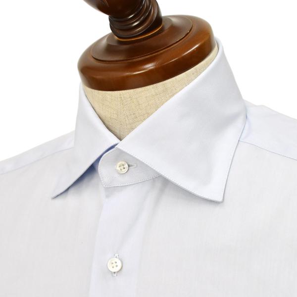 BARBA【バルバ】セミワイドカラーシャツ DENDY 44092 2 コットン ツイル サックス