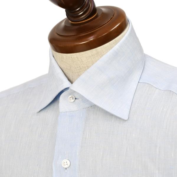 BARBA【バルバ】セミワイドカラーシャツ DENDY 47067 2 リネン サックス