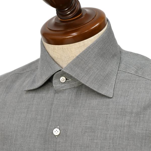 BARBA【バルバ】セミワイドカラーシャツ DENDY 50011 5 コットン ヘリンボーン チャ...