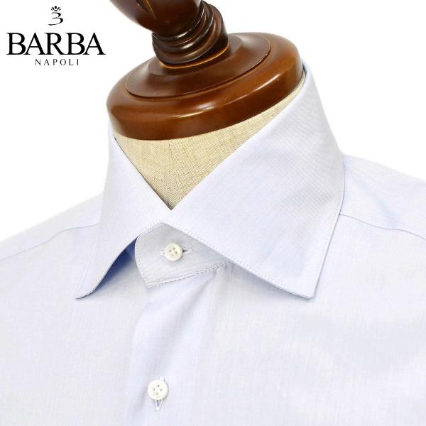 BARBA【バルバ】セミワイドカラーシャツ DENDY PZ5006U コットン ツイル サックスブ...