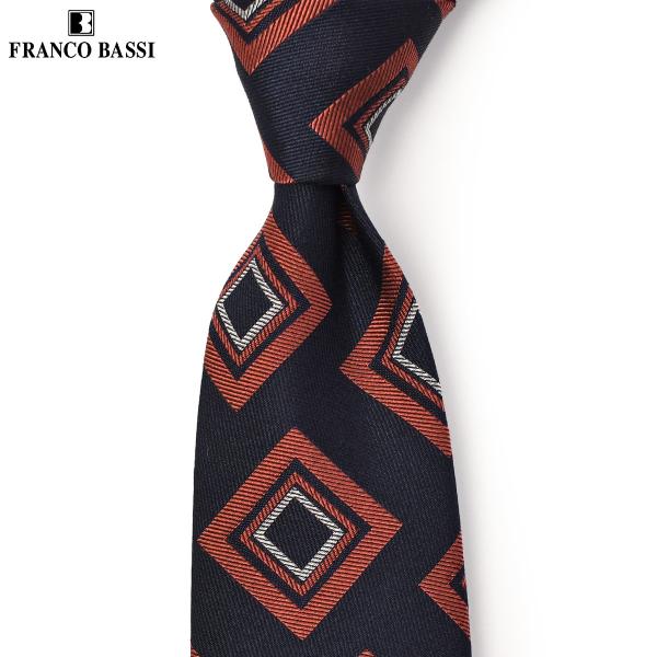 【ポイント5倍】FRANCO BASSI【フランコバッシ】ネクタイ L02-L 8 シルク ジオメト...