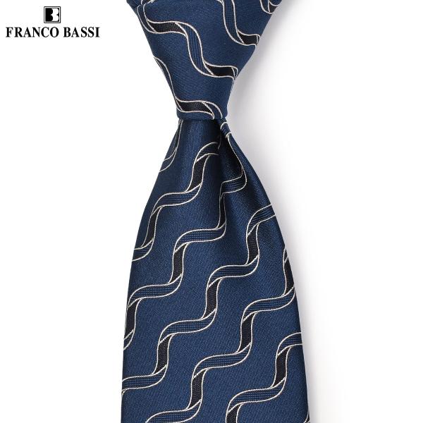 FRANCO BASSI【フランコバッシ】ネクタイ C056-N 3 シルク ウェーブ ネイビー