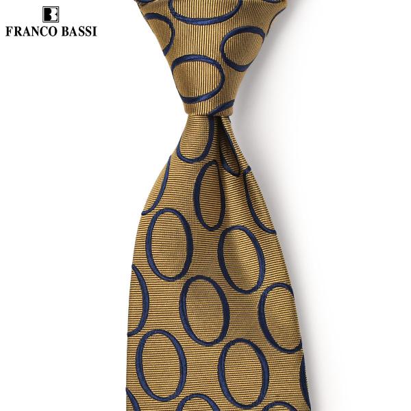 FRANCO BASSI【フランコバッシ】ネクタイ C066-N 2 シルク サークル イエロー ブ...