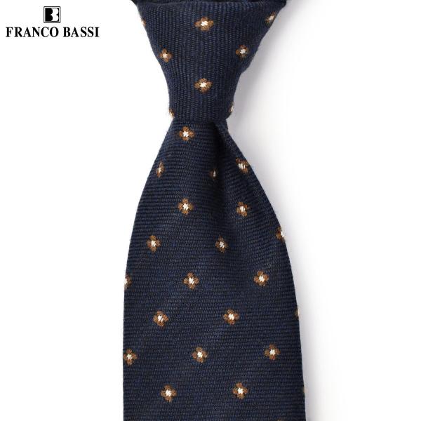 FRANCO BASSI【フランコバッシ】ネクタイ A088-A 3 ウール シルク 小紋 ネイビー