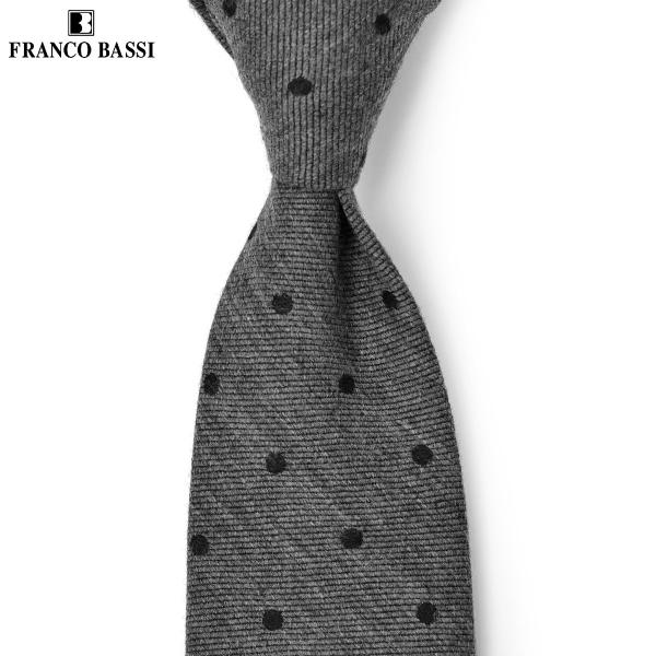 FRANCO BASSI【フランコバッシ】ネクタイ A097-A 1 ウール シルク ドット グレー