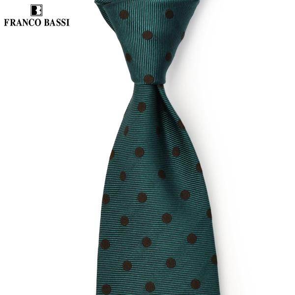 FRANCO BASSI【フランコバッシ】ネクタイ B155-O 1 シルクコットン ドット グリー...