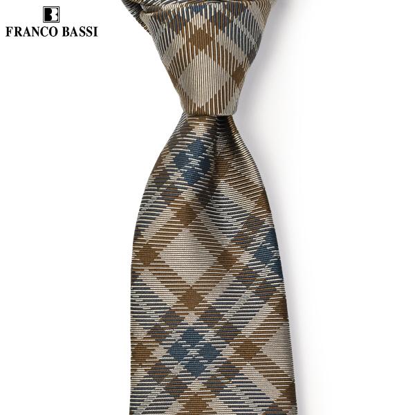 FRANCO BASSI【フランコバッシ】ネクタイ E264 1 シルク チェック ベージュ ブラウ...