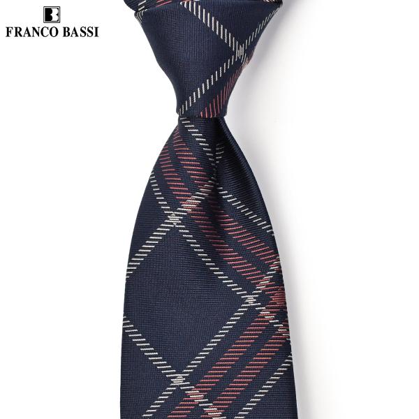 FRANCO BASSI【フランコバッシ】ネクタイ E263 6 シルク チェック ネイビー ブラウ...