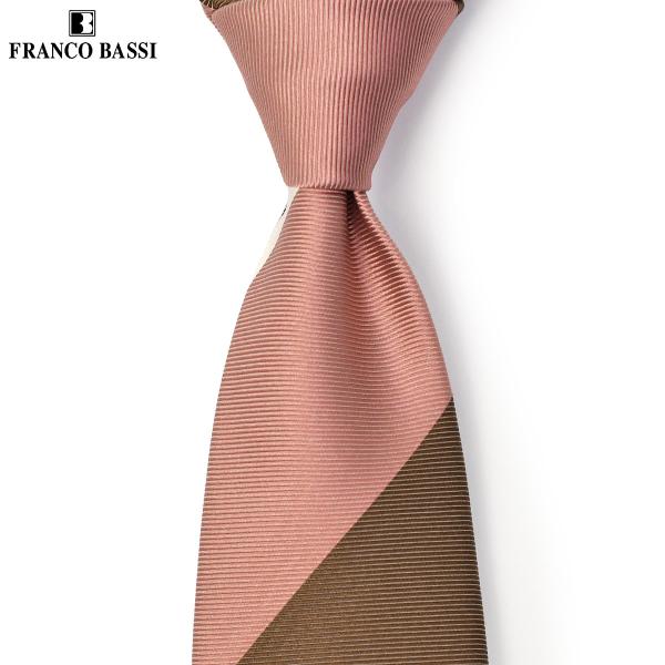 FRANCO BASSI【フランコバッシ】ネクタイ B249 4 シルク ストライプ ピンク ブラウ...