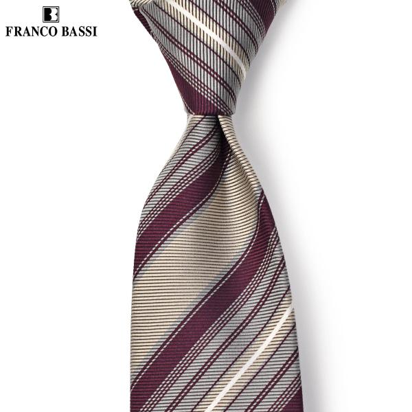 FRANCO BASSI【フランコバッシ】ネクタイ B280 1 シルク ストライプ パープル シル...