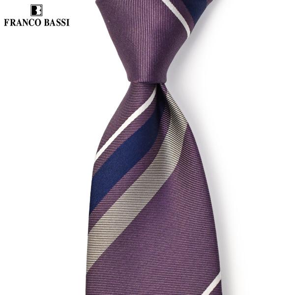 FRANCO BASSI【フランコバッシ】ネクタイ B251 5 シルク ストライプ パープル ネイ...