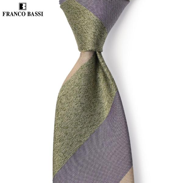 FRANCO BASSI【フランコバッシ】ネクタイ B184 4 シルク ストライプ グレー グリー...