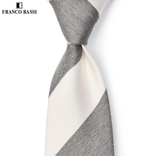 FRANCO BASSI【フランコバッシ】ネクタイ B230 2 シルク ストライプ グレー ホワイ...