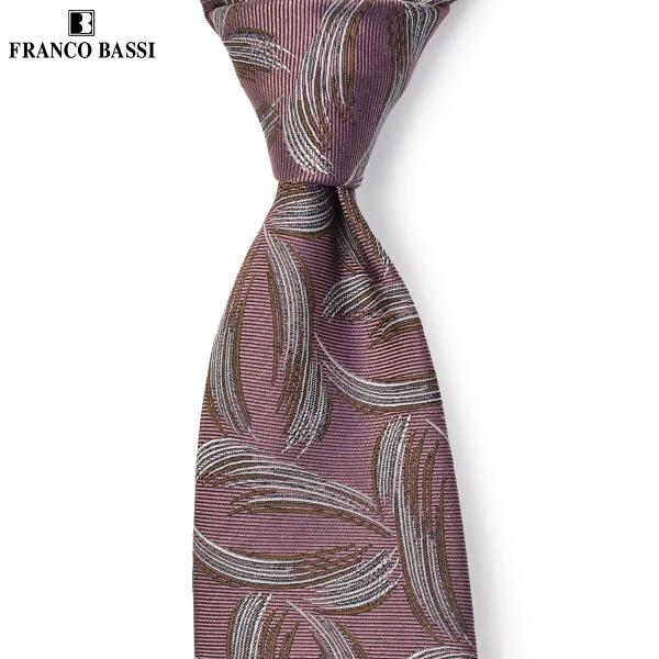 FRANCO BASSI【フランコバッシ】ネクタイ D283 2 シルク フェザーモチーフ パープル
