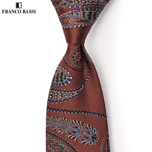 FRANCO BASSI【フランコバッシ】ネクタイ C282N 1 シルク ペイズリー ワインレッド...