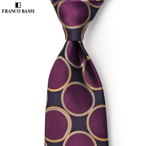 FRANCO BASSI【フランコバッシ】ネクタイ D363N 3 シルク サークル ネイビー パー...