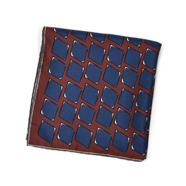 FRANCO BASSI【フランコバッシ】チーフ B113-R 1 シルク ジオメトリック ボルドー...