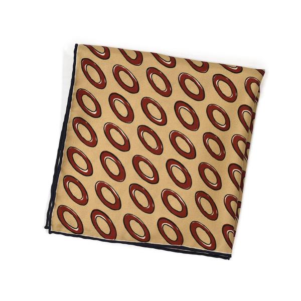 FRANCO BASSI【フランコバッシ】チーフ B115-R 4 シルク サークル ベージュ ブラ...