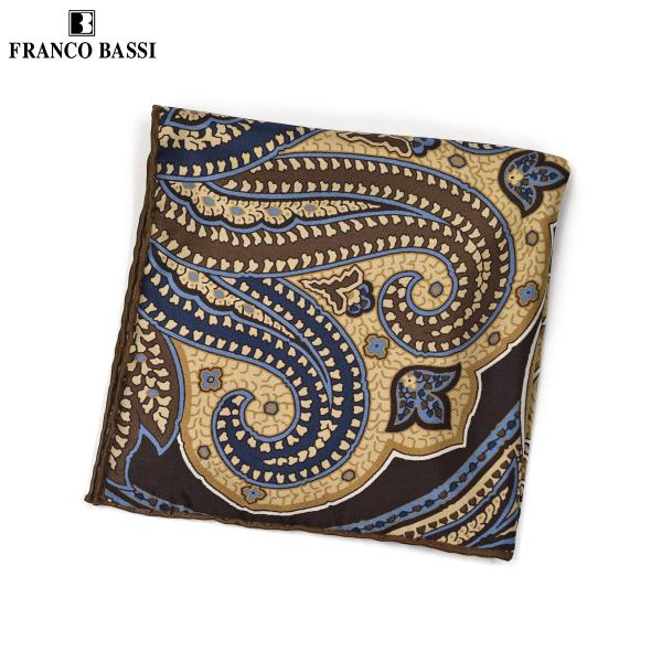 FRANCO BASSI【フランコバッシ】チーフ P5473 3 シルク ペイズリー ブラウン