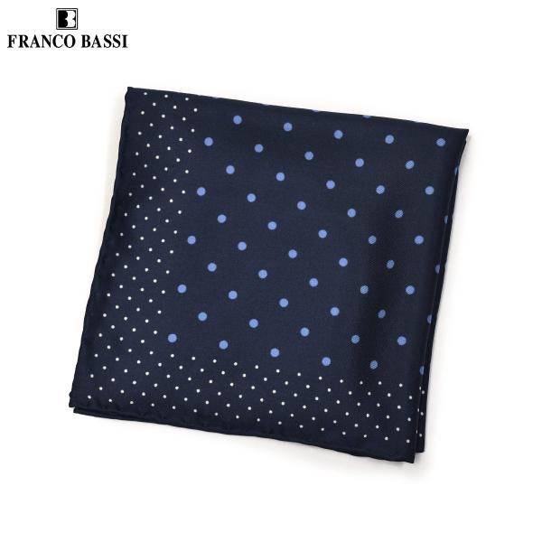 FRANCO BASSI【フランコバッシ】チーフ P5472 5 シルク ドット ネイビー