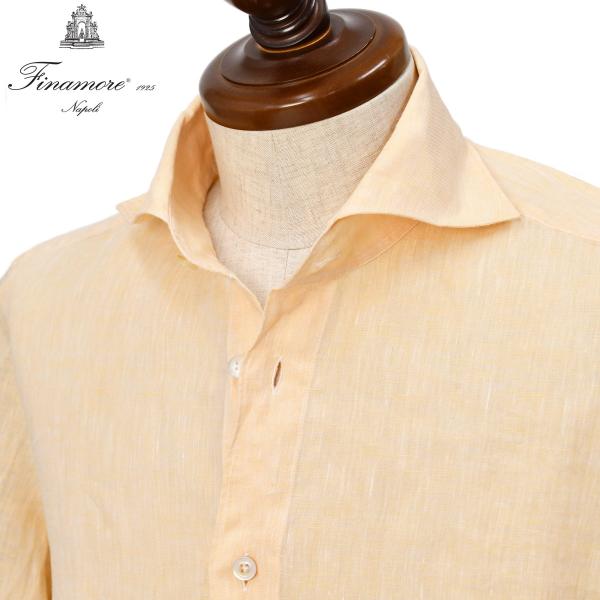 Finamore【フィナモレ】シャツ PIERO BALI C0649 3 リネン シャーベットオレ...