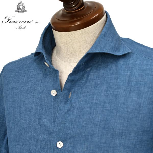 Finamore【フィナモレ】シャツ PIERO BALI C0650 9 リネン ブルー
