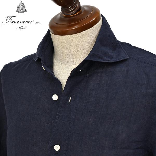 Finamore【フィナモレ】シャツ PIERO BALI C0650 11 リネン ネイビー