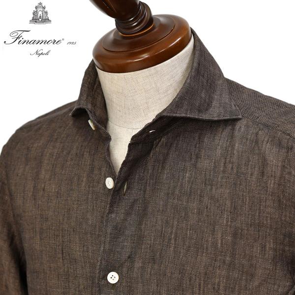 Finamore【フィナモレ】シャツ PIERO BALI C0650 16 リネン ウォルナットブ...