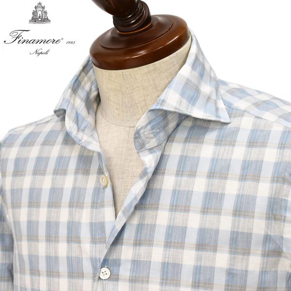 Finamore【フィナモレ】シャツ PIERO BALI P5093 2 コットン リネン チェッ...