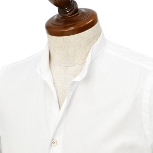 Finamore【フィナモレ】バンドカラーシャツ LORENZO BALI C0217 1  コットン ピンオックスフォード ホワイト｜cinqueclassico