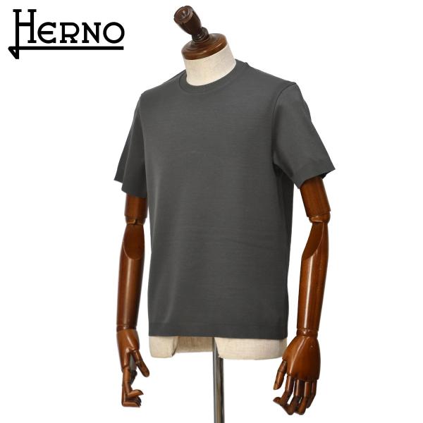 HERNO【ヘルノ】クルーネックジャージーTシャツ JG000206U 52059 9460 コット...