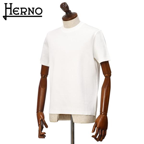 HERNO【ヘルノ】クルーネックジャージーTシャツ JG000206U 52059 1000 コット...