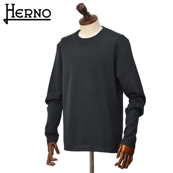 HERNO【ヘルノ】クルーネックジャージー長袖Tシャツ JG000206U 52059 9201 コ...